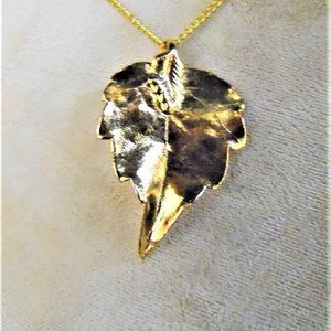 Gold dipped leaf necklace. 20" chain